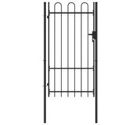 Portillon simple porte avec dessus arqué Acier 1x1,75 m Noir