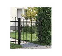Portillon simple porte avec dessus arqué Acier 1x1 m Noir