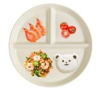 Portion Control Plate 8 '' Plaques divisées rondes, plaques de 3 compartiments pour enfants micro-ondes en céramique réutilisables & Snack de sécurité au lave-vaisselle pour une alimentation saine