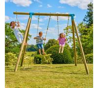TP Toys Portique en Bois Balandier - 2 Balançoires, Échelle Corde et Kit d’Ancrage - Hauteur 224 cm - Bois Certifié PEFC - Jeu Extérieur Sécurisé pour Enfants Dès 3 Ans - Usage Domestique