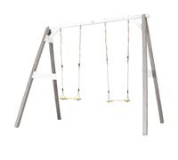 Portique 2 balançoires et filet de but de foot 4-en-1 gris/blanc TU