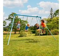TP Toys Portique métal galvanisé – 2 balançoires & vis-à-vis – Kit d'ancrage – Dès 3 ans