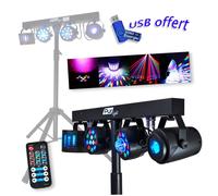 Portique + 4 effets lumière PAR/ASTRO/BEAM/DERBY + Télécommande - DMX - Pur Light EUPHORIA+ clé USB 32Go