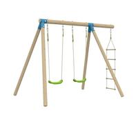 Portique AMANDIER 2 balançoires - échelle Corde - kit d'ancrage - Bois FSC® h190 cm