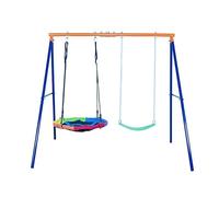 Portique Balançoire 2 en 1, Balancoire d’Exterieur avec 2 Types de Sièges, Balançoire pour Enfants Plus de 1-3 Ans- Nid d'Oiseau Ronde Ø100CM pour Enfant Charge 300KG 2 Métho