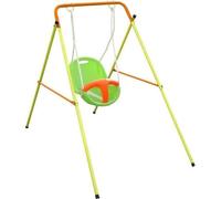 Portique balançoire bébé ALEO by TRIGANO Emma, 1 place, siège coque BABY'K vert et orange, structure métal A-frame, 9-36 mois, jusqu'à 20 kg, multicolore