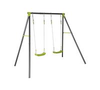 Portique balançoire double en métal, 2 places, noir et vert, acier, l 217 x p 153 x h 195 cm noir et vert TU