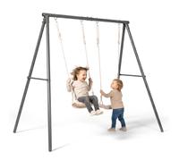 Portique balançoire double jardin hypermotion - acier 3-12 ans - 2 sièges 100kg
