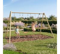 Portique Balançoire Duo Avec Trapèze, Siège Bébé Et Échelle - Manou 2 Pour Enfants Bleu TU