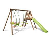 SOULET - Balançoire en Bois Eco Responsable -Nigel- Balancelle - Balançoire - Vis-à-Vis - Toboggan intégré - traitée classe 4