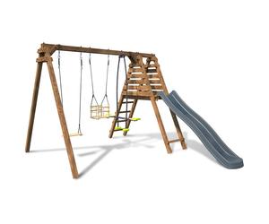 Portique balançoire en bois Soulet Objectif Nature avec toboggan - Trèfle