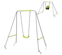 Outsunny Portique balançoire évolutive, siège haut, ceinture 5 points, barre protection, gris vert