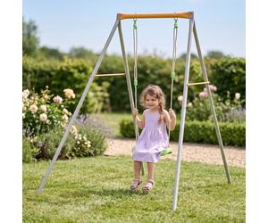 Portique Balançoire Métal 1 Enfant Hauteur 1.90 M Avec Siège Sécurisé Gris TU