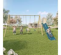 Portique Balançoire Toboggan, Face À Face Et Nacelle - Techwood Marcy Bleu TU