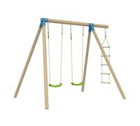 Portique balandier - H.224 cm - 2 balançoires - Échelle corde - Kit d'ancrage