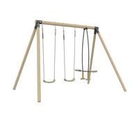 Portique BARBICHE 2 balançoires - vis-à-vis - kit d'ancrage - Bois FSC® h224 cm