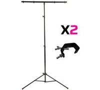 Beamz Portique jeux de lumière – Modèle solide 2,6 m, Barre en T, max 25 kg, 2 crochets de fixation