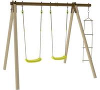 Portique bois et métal - 1,90m - 2 balançoires et 1 échelle - PIKI TRIGANO
