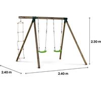 Portique Bois "Timo" - Avec 2 Balançoires Et 1 Échelle De Corde