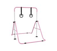 Portique d'anneaux double haubanage hauteur réglable dim. 148L x 105l x 88-128H cm acier rose