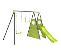 Habitat et Jardin Portique de jeu en métal Kylian avec toboggan 4 agrès Vert