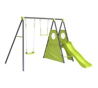 Portique de jeu en métal avec toboggan ""Kylian"" - 4 agrès - Vert