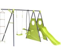 Portique de Jeu métal avec Toboggan Dany- 5 agrès - Vert
