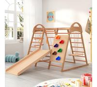 Portique D'escalade D'intérieur 7 En 1, Triangle D'escalade Multifonction Avec Balançoire, échelle, Toboggan, Filet, Rocher En Plastique Et Anneaux. Aire De Jeux Pour Chambre D'enfant