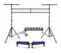 PORTIQUE dj ACIER 3M ROBUSTE + 3 BARRES LED UV FLUO PA SONO LIGHT DJ MIX BAR CLUB PUB DISCO SOIREE MARIAGE