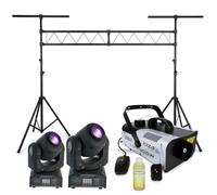 Portique Dj support Lumière de 3 M très robuste - 2 Lyres SPOT7 Dmx avec Gobos - 1 Machine à Fumée IBIZA LIGHT 900W
