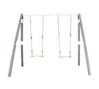 Portique en bois avec balançoire siège nid rond gris/blanc TU