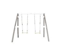 Portique en bois avec balançoire siège nid rond gris/blanc TU