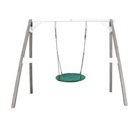 Portique en Bois FSC Gris / Blanc avec Balançoire Nid d'Oiseau Enfant 100 cm Summer | Balançoire ronde pour le jardin - AXI