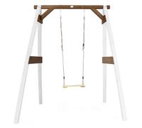 Portique en bois avec balançoire siège nid rond blanc/marron TU