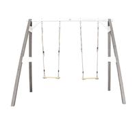 Portique en bois avec balançoire siège nid rond gris/blanc TU