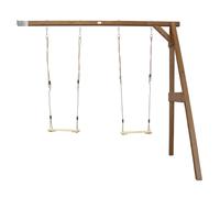 Portique en bois avec balançoire siège nid rond marron TU