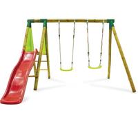 Portique En Bois "Balanga" - Avec 1 Toboggan Et 2 Balançoires.