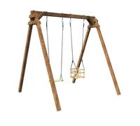 Portique en bois carré 2 agrès avec balançoire bébé AMBRE