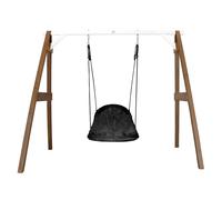 AXI Portique en Bois FSC Marron / Blanc avec Balançoire Nid d’Oiseau Enfant 100 cm Roxy | Balançoire ronde pour le jardin