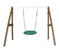 Portique en Bois Marron Blanc avec Balancoire siege Nid Rond Marron G