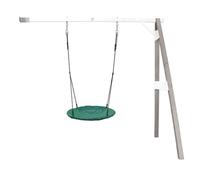 AXI Portique mural en Bois FSC Gris / Blanc avec Balançoire Nid d'Oiseau Enfant 100 cm Summer | Balançoire ronde pour le jardin