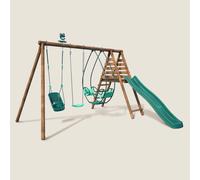 Portique en bois rond 3 agrès avec balan