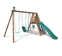 Portique en bois rond 3 agrès avec balan