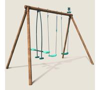 Portique en bois rond 3 agrès avec face