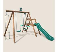 Portique en bois rond 3 agrès avec face