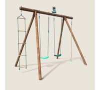 Portique en bois rond 4 agrès avec corde