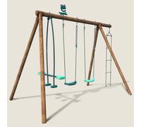 Portique en bois rond 4 agrès avec face