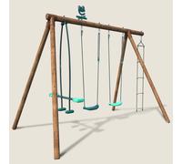 Portique en bois rond 4 agrès avec face