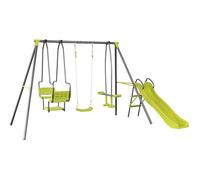 Portique en métal avec toboggan ""Ludo II"" avec 4 agrès - Vert