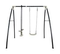 AXI Set de balançoire en métal en anthracite & crème 3 agrès | Balançoire 1 place & balançoire à bascule / face à face avec support | Balançoire portique de jardin / extérieur pour enfants